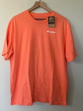 Costa C Wave Logo T-Shirt Salmon Pink Mens XL Short Sleeve Cotton NWT